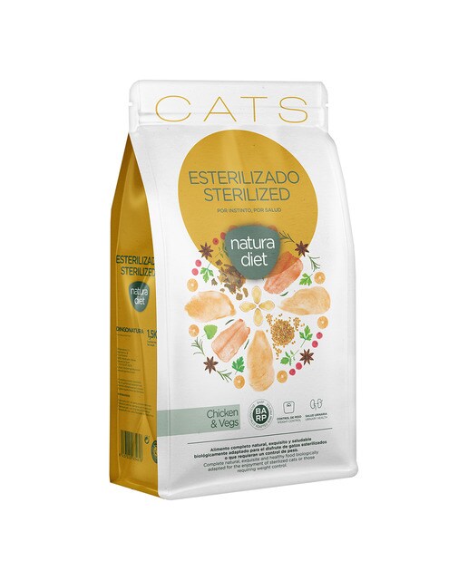 Natura Diet - Pienso para gatos adultos esterilizados Natura Diet pollo