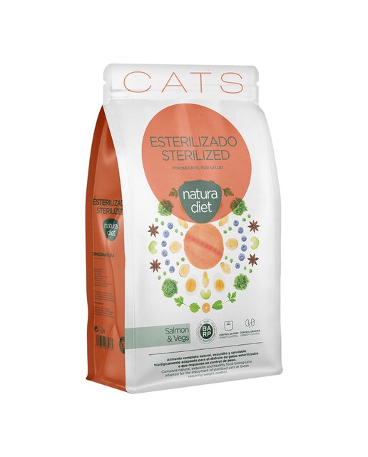 Natura Diet - Pienso para gatos adultos esterilizados Natura Diet salmón