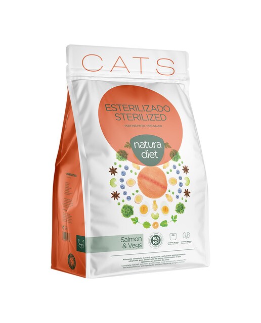 Natura Diet - Pienso para gatos adultos esterilizados Natura Diet salmón