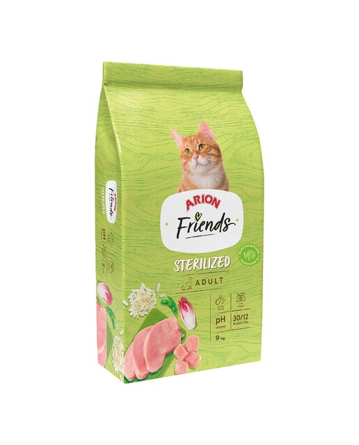 Arion Friends - Pienso para gatos adultos esterilizados Arion Friends pavo y arroz