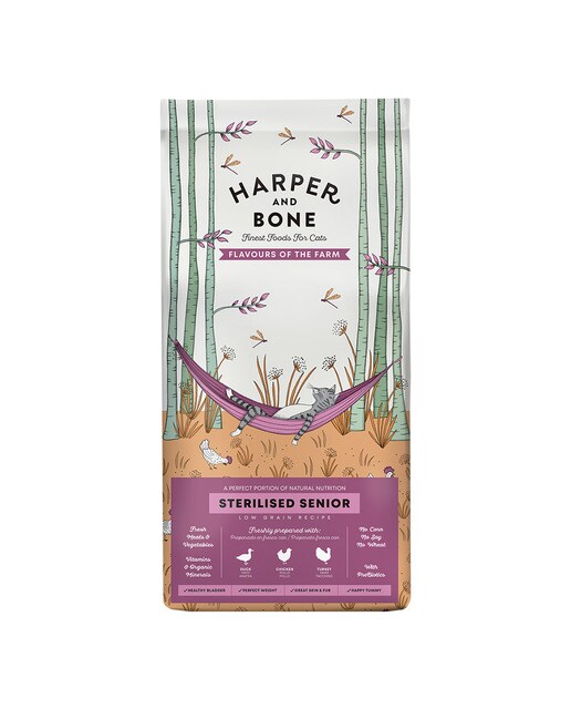 Harper and Bone - Pienso para gatos sénior esterilizados Harper and Bone sabores de granja pato, pollo y pavo…