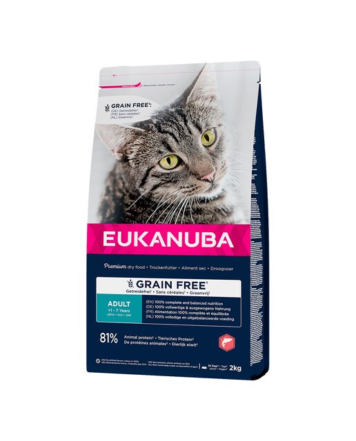 Eukanuba - Pienso para gatos adultos Eukanuba salmón grain free 2 kg