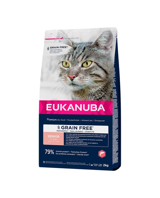 Eukanuba - Pienso para gatos sénior Eukanuba salmón grain free 2 kg