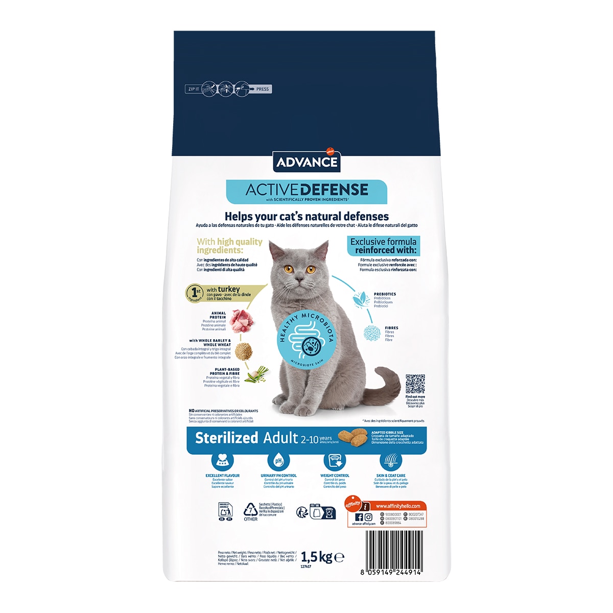 Pienso para gatos adultos esterilizados Advance Sterilized pavo y cebada 2