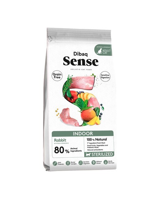 Pienso para gatos adultos esterilizados Dibaq Sense Indoor conejo