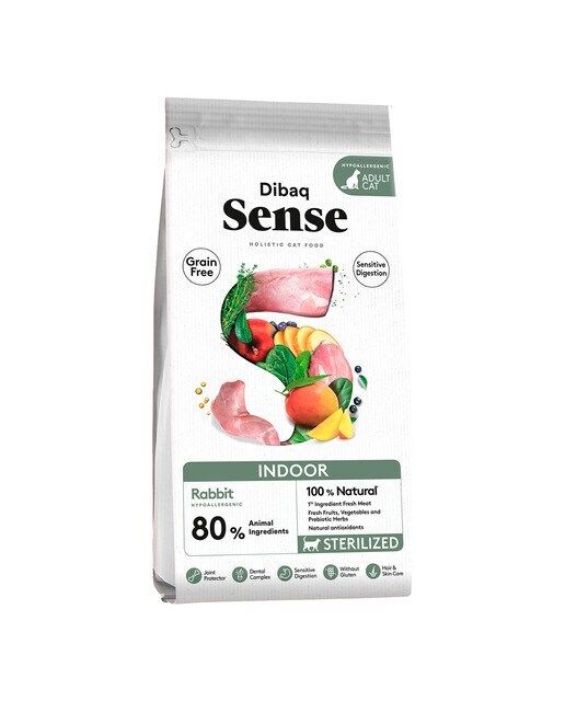Pienso para gatos adultos esterilizados Dibaq Sense Indoor conejo