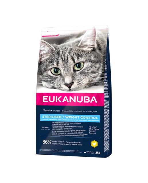 Eukanuba - Pienso para gatos adultos esterilizados Weight control Eukanuba pollo y pavo 2 kg