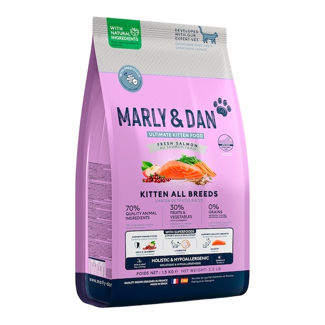 Pienso para gatitos Marly and Dan salmón 1,5 kg