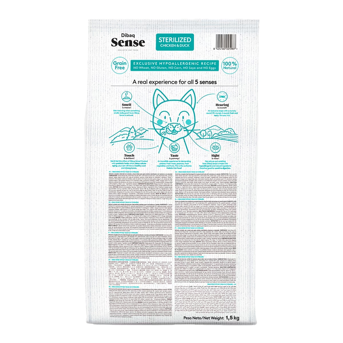 Pienso para gatos adultos esterilizados Sense Grain Free pollo 2