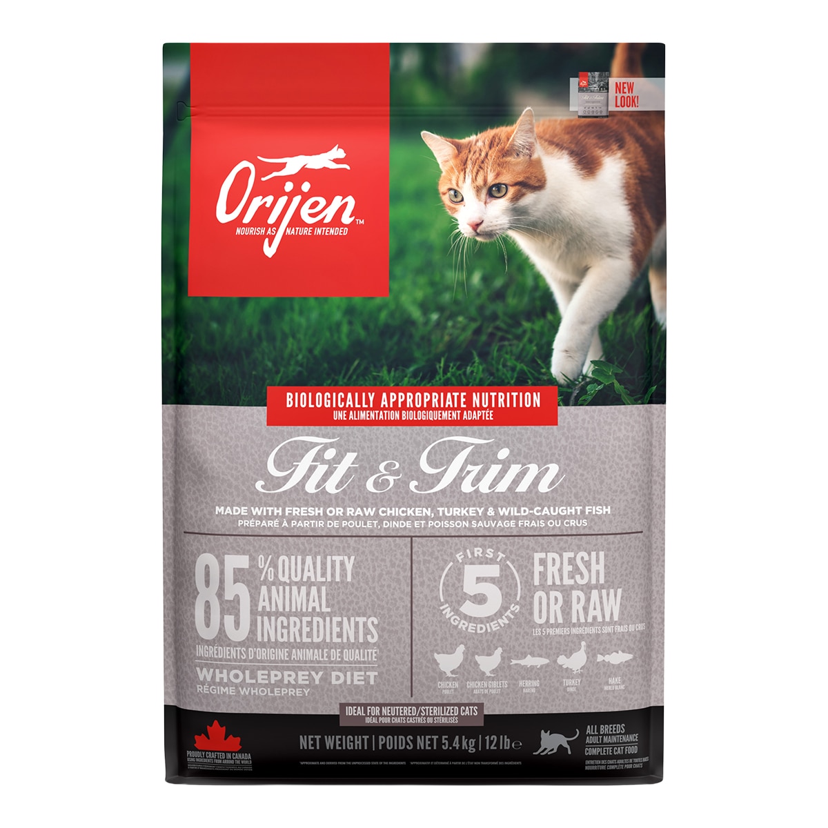 Imagen 0 de Pienso para gatos adultos Fit&Trim sabor pollo, pavo y pescado Orijen 5,4 kg