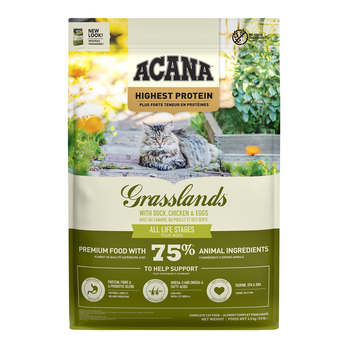 Imagen 0 de Pienso para gatos cachorros y adultos Grasslands sabor cordero y pato Acana 4,5 kg