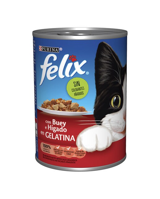 Felix - Comida húmeda para gatos adultos Felix buey e hígado en gelatina 400 g