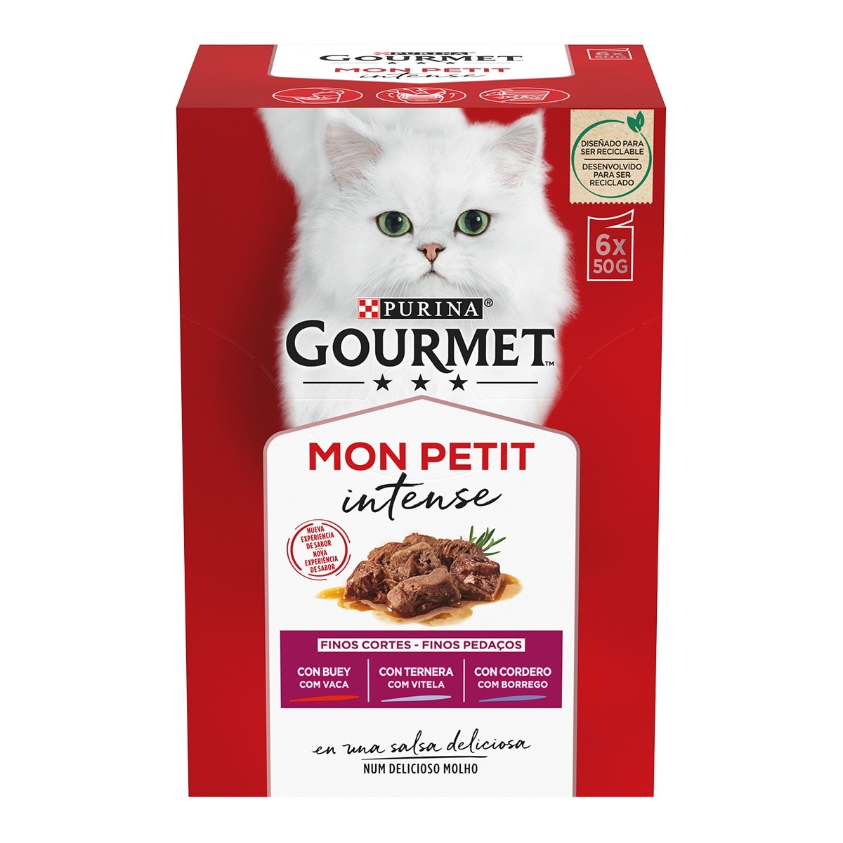 Gourmet Mon Petit - Comida húmeda para gatos adultos Gourmet Mon Petit Selección de carnes 6 x 50 g