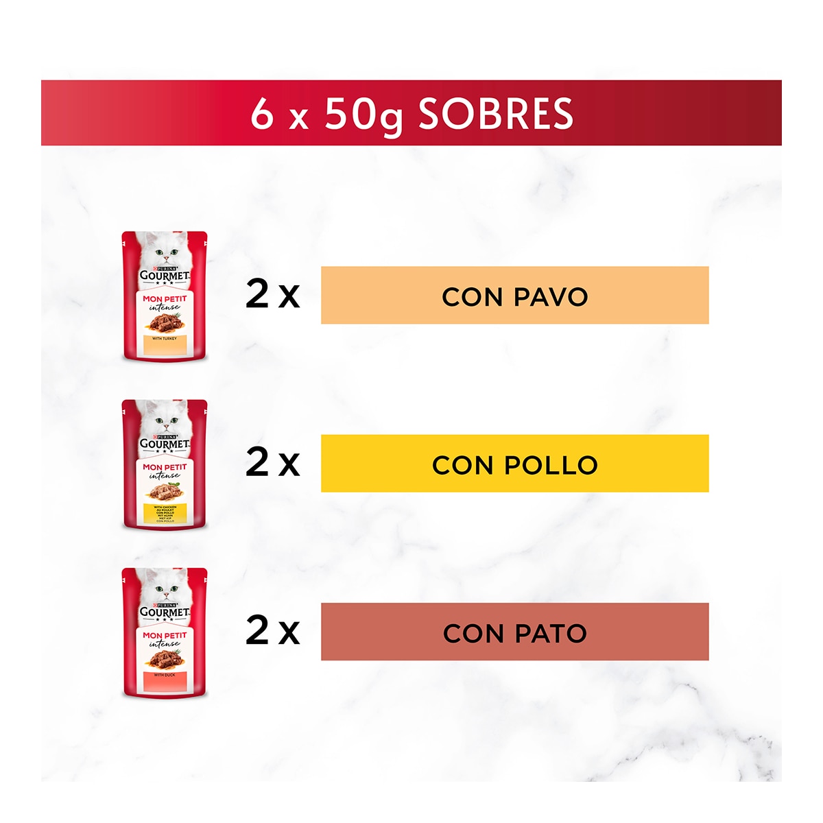 Comida húmeda para gatos adultos Gourmet Mon Petit Selección de aves 6 x 50 g 5