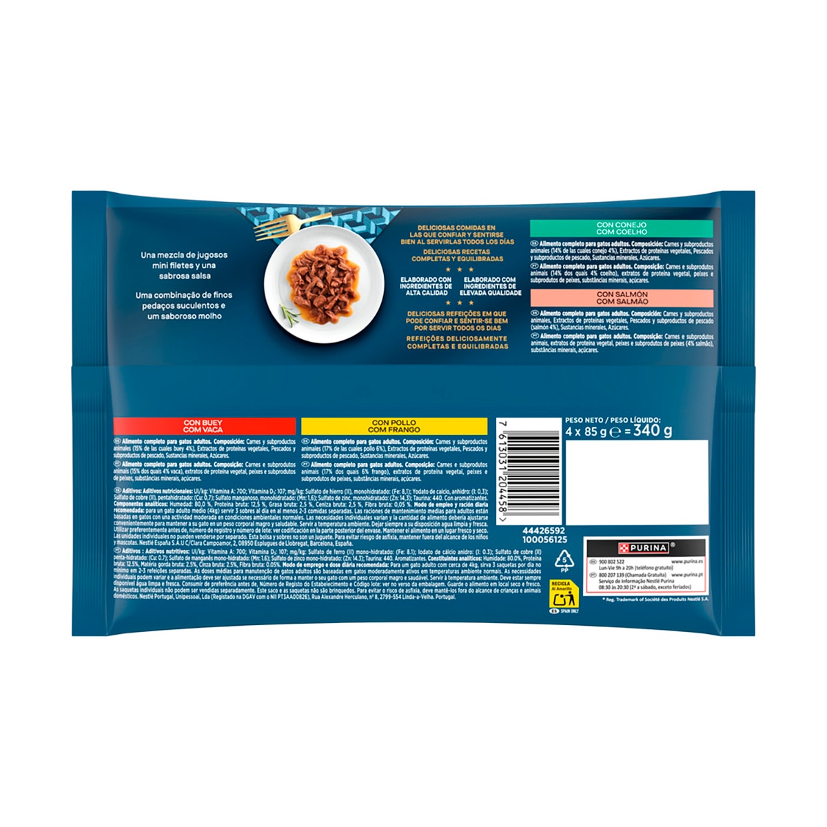 Comida húmeda para gatos adultos Gourmet Perle finas láminas en salsa Mix 2