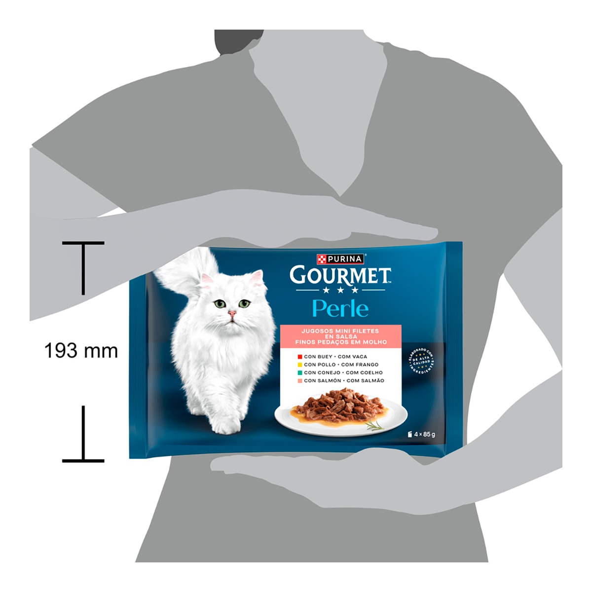 Comida húmeda para gatos adultos Gourmet Perle finas láminas en salsa Mix 3
