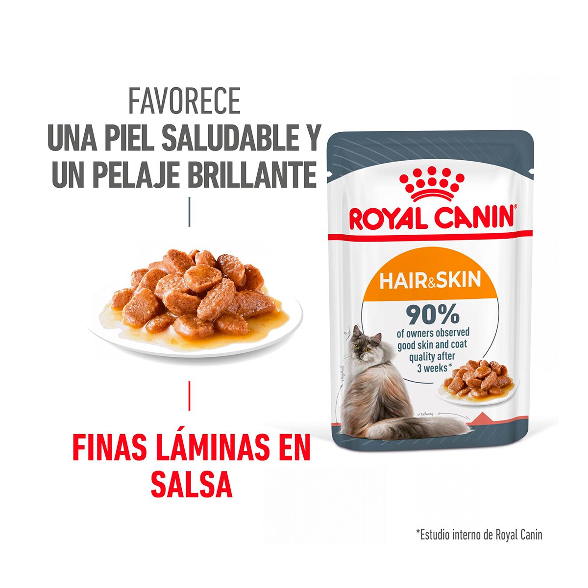 Comida húmeda para gatos adultos Royal Canin Hair & Skin en salsa 85g 2