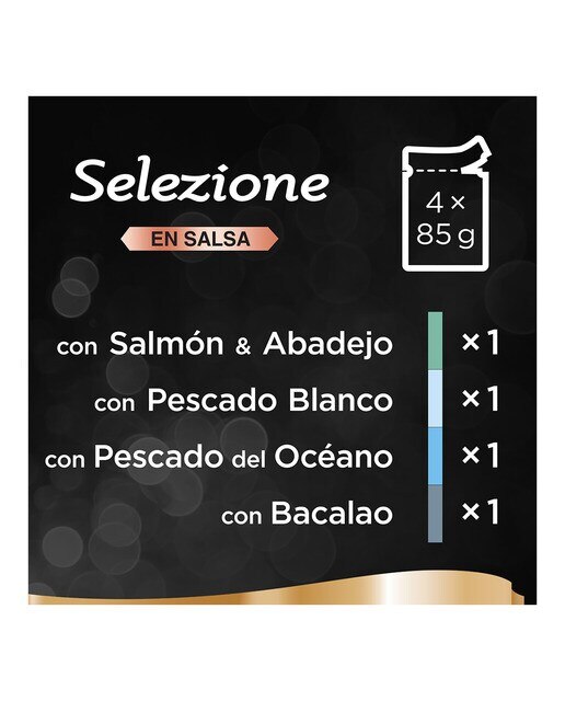 Comida húmeda para gatos adultos Sheba Selección pescado en salsa 4 x 85 g 4