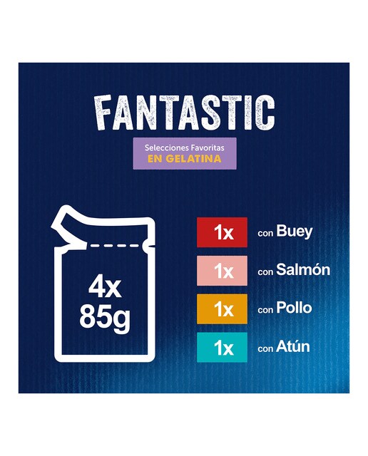 Comida húmeda para gatos adultos Félix Fantastic Selecciones favoritas en gelatina 3