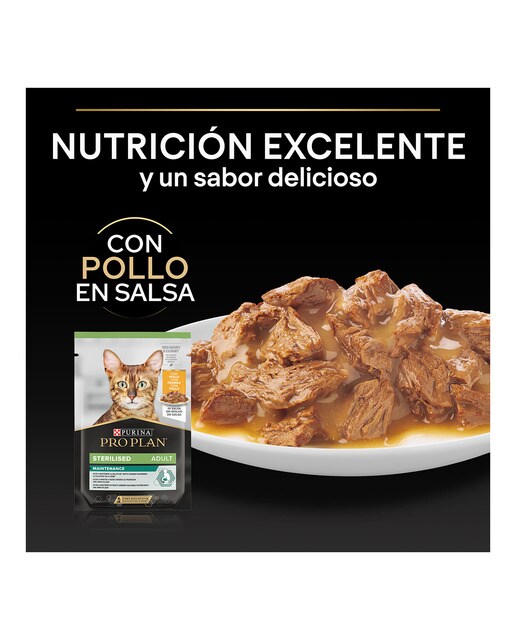 Comida húmeda para gatos adultos esterilizados Purina Pro Plan Maintenance pollo en salsa 85 g 4