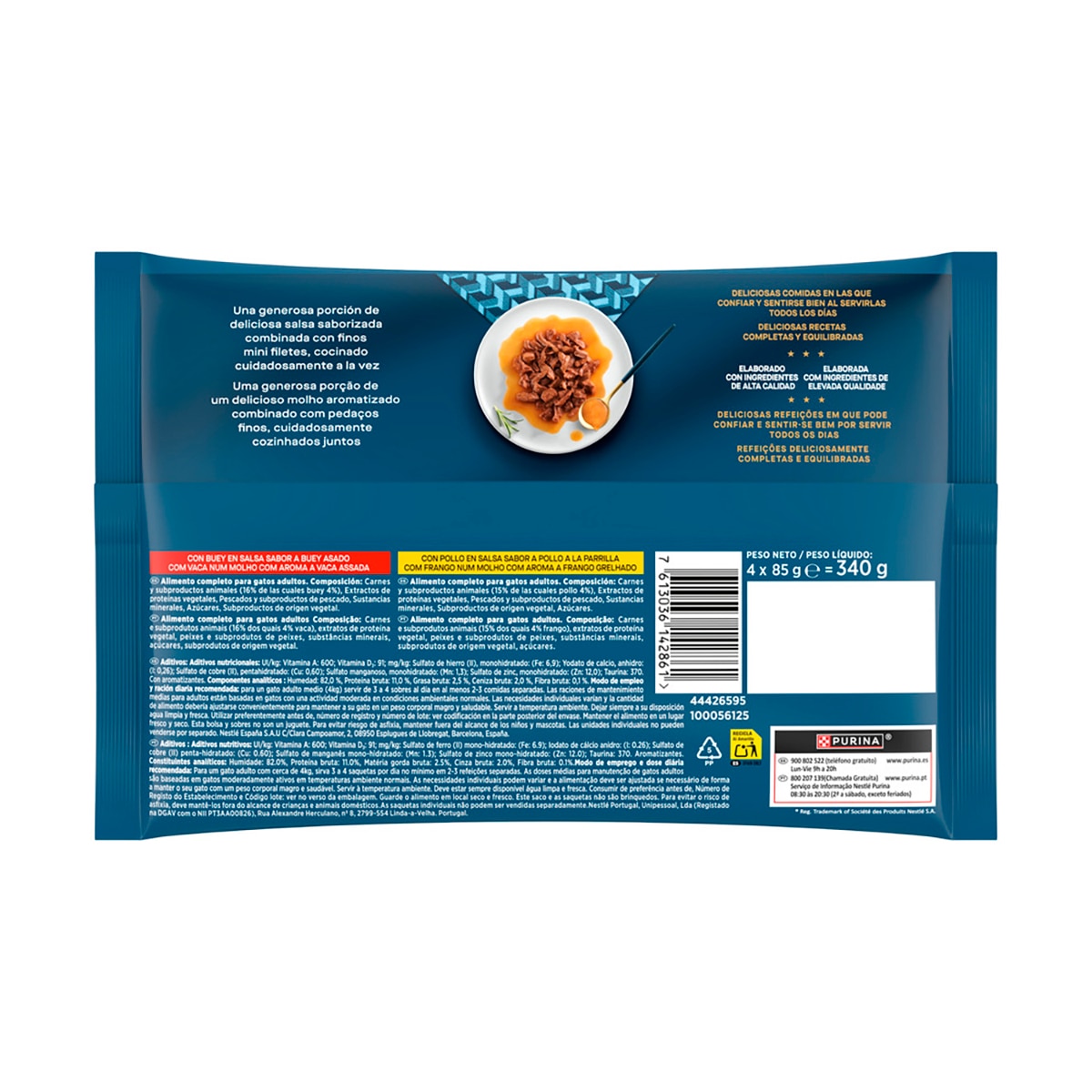 Comida húmeda para gatos adultos Gourmet Perle Delicias en salsa pollo y buey 4 x 85 g 2