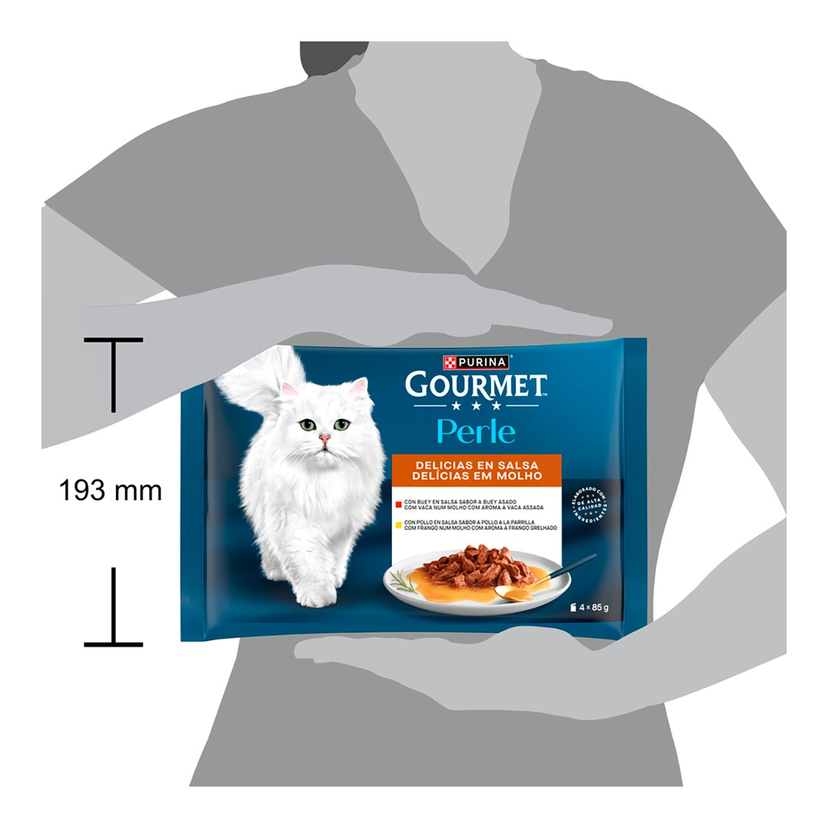Comida húmeda para gatos adultos Gourmet Perle Delicias en salsa pollo y buey 4 x 85 g 3
