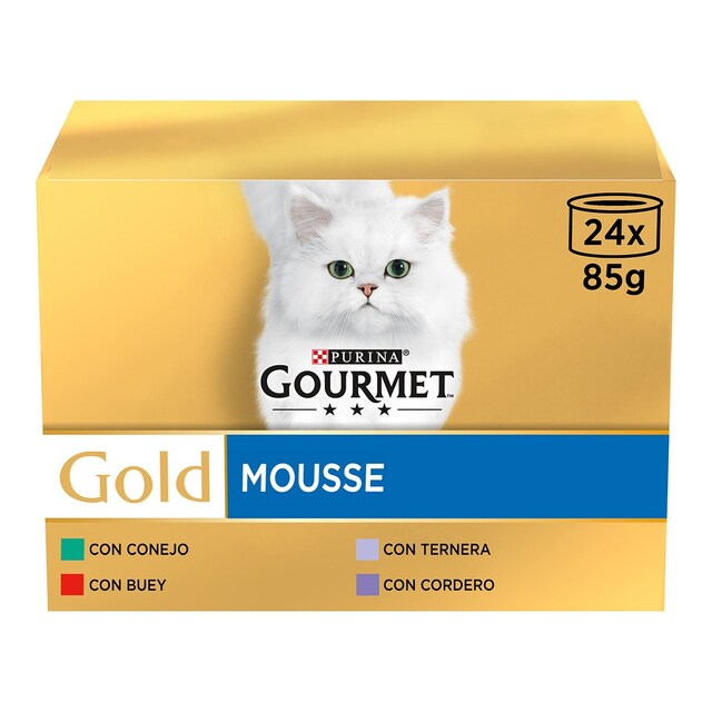 Imagen 0 de Comida húmeda para gatos adultos Purina Gourmet Gold Mousse multivariedad 24x85 g