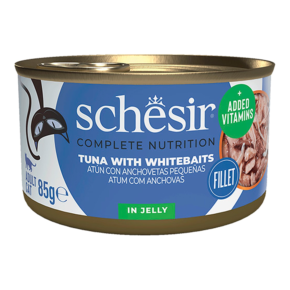 Schesir - Comida húmeda para gatos adultos Schesir atún con anchoetas 85 g.
