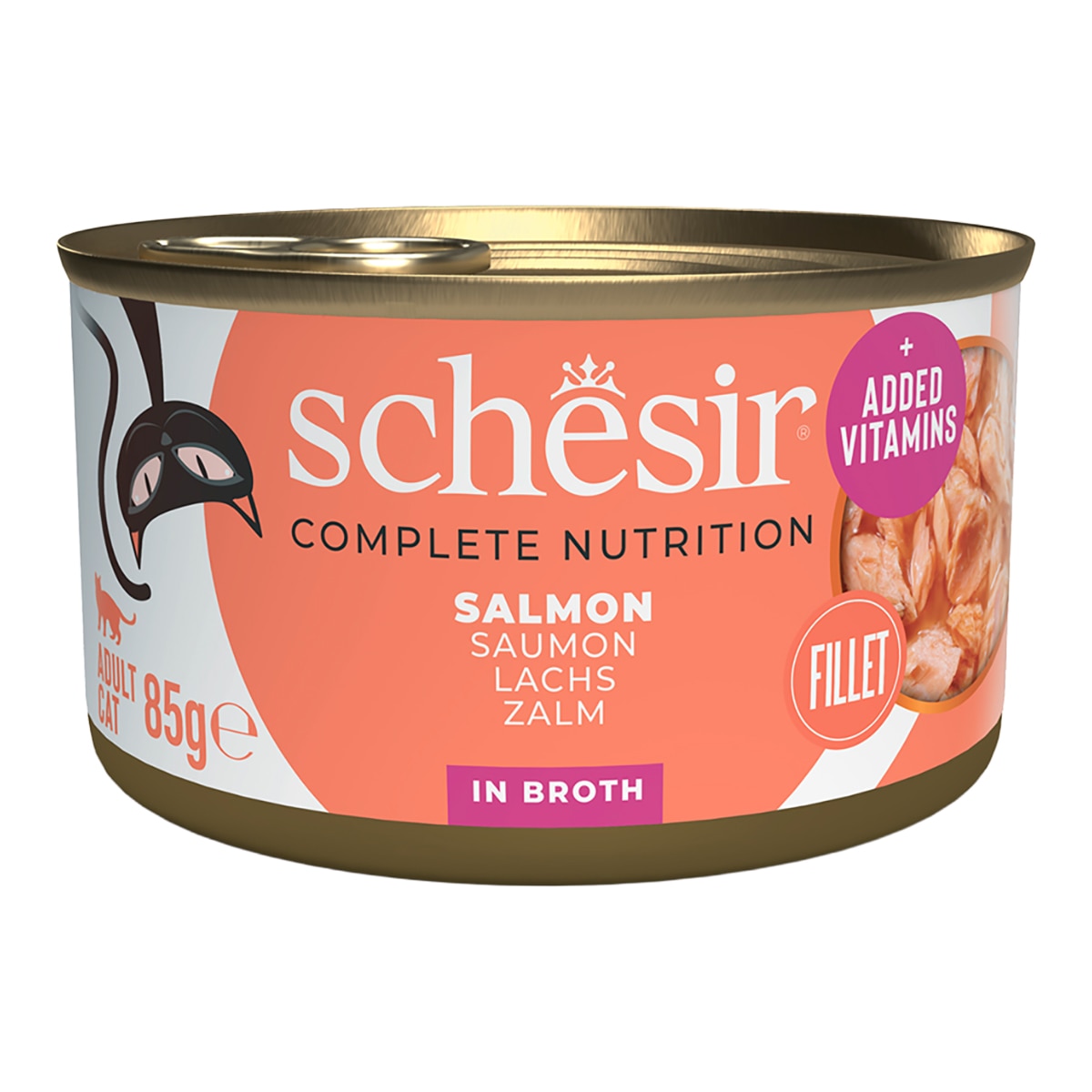 Comida húmeda para gatos adultos Schesir salmón al natural 85 g 1