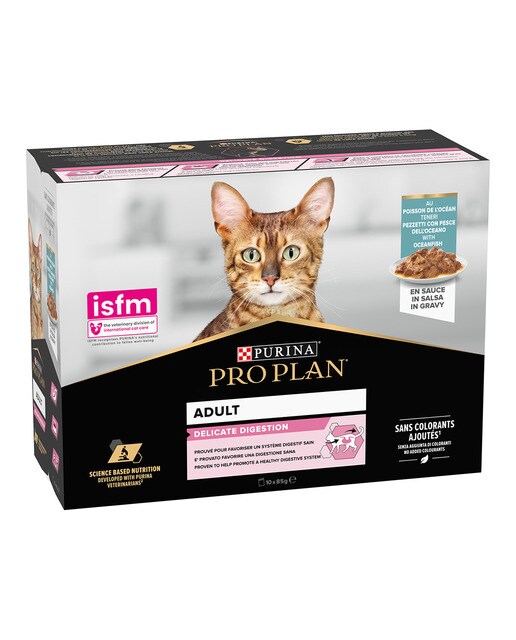 Purina Pro Plan - Comida húmeda para gatos adultos Purina Pro Plan Delicate Digestion pescado en salsa 10 x…