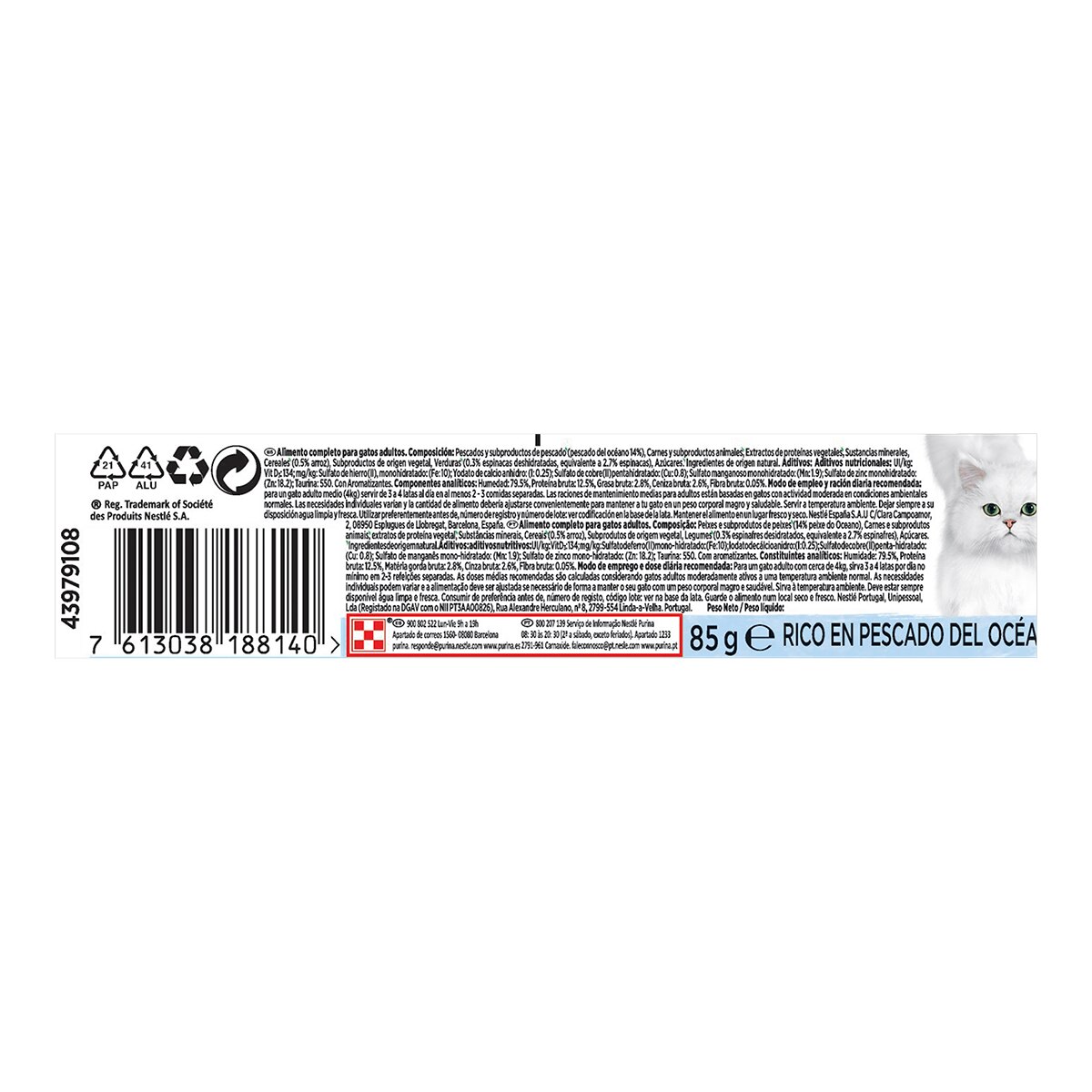 Comida húmeda para gatos adultos Purina Gourmet Nature's Creations filetes pescado del océano 85 g 2