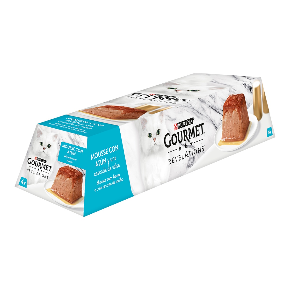 Comida húmeda para gatos adultos Purina Gourmet Revelations mousse atún 4 x 57 g 2