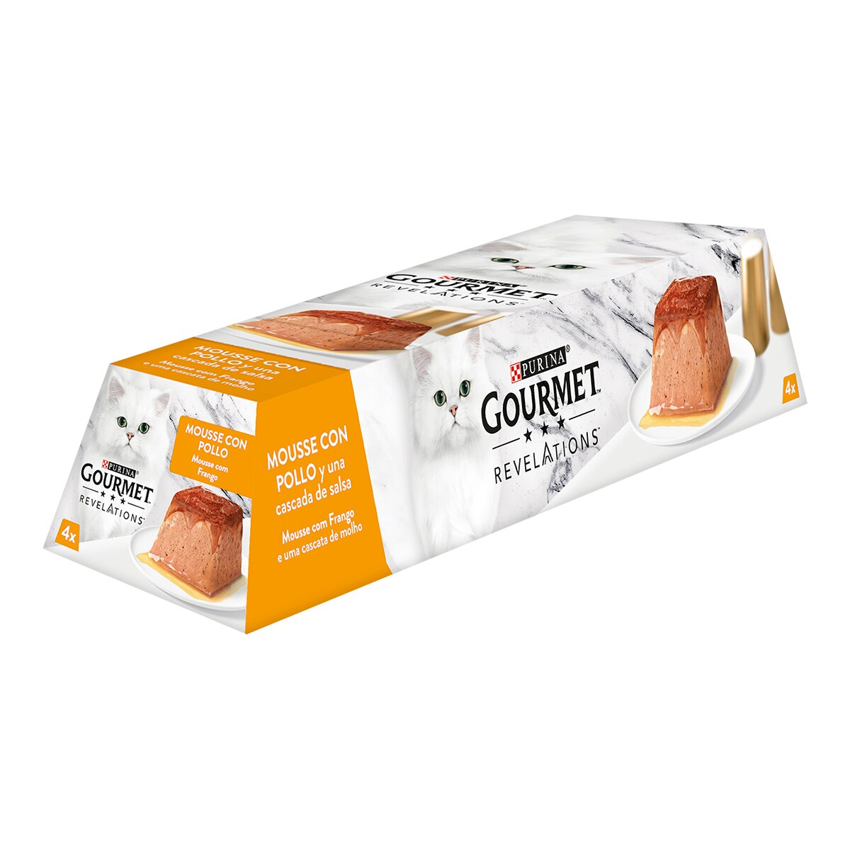 Comida húmeda para gatos adultos Purina Gourmet Revelations mousse pollo 4 x 57 g 2