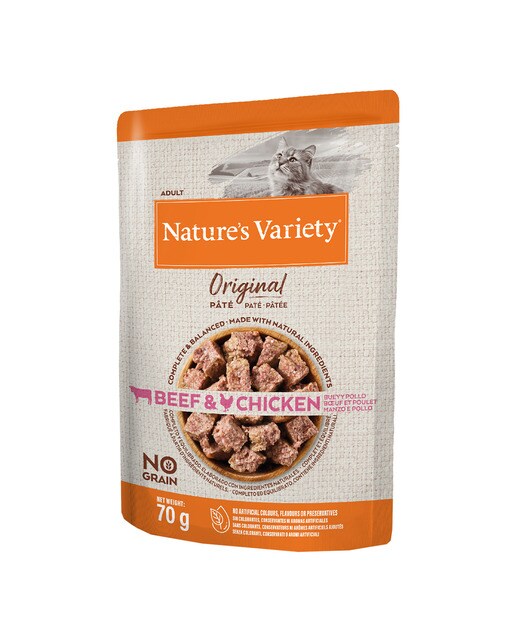 Nature's Variety - Comida húmeda para gatos adultos paté Nature's Variety Original No Grain pollo y buey 70 g