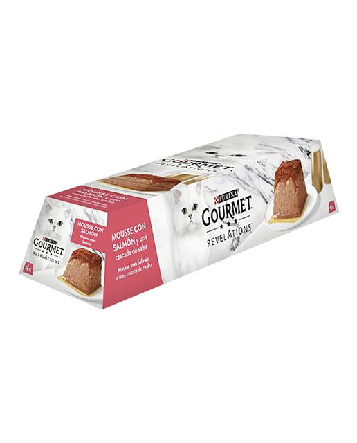Comida húmeda para gatos adultos Purina Gourmet Revelations mousse salmón 4 x 57 g 2