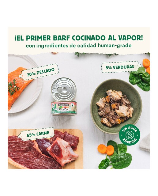 Comida húmeda para gatos Wild Balance barf cocinado al vapor salmón, ternera y verduras frescas 120 g 2
