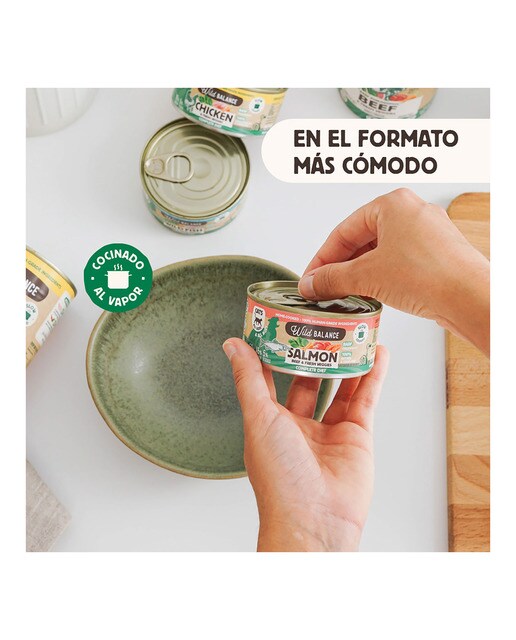 Comida húmeda para gatos Wild Balance barf cocinado al vapor salmón, ternera y verduras frescas 120 g 3
