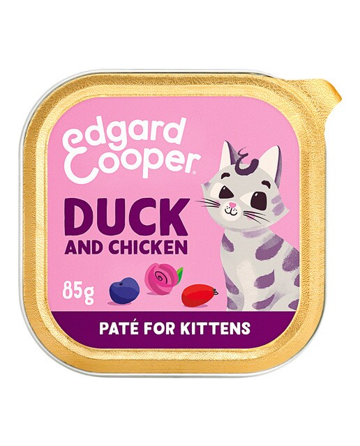 Edgard & Cooper - Comida húmeda para gatitos Edgard & Cooper paté pato y pollo con arándanos 85 g
