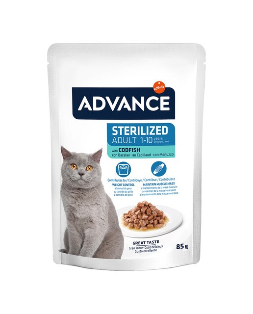 Advance - Comida húmeda para gatos adultos esterilizados Advance bacalao