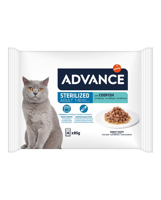 Advance - Comida húmeda para gatos adultos esterilizados Advance bacalao