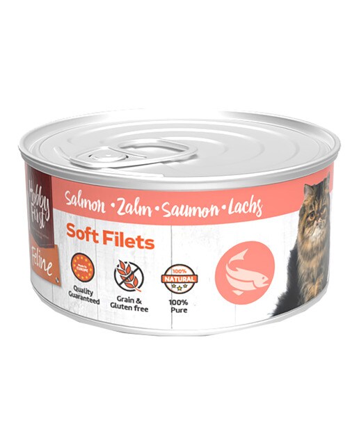 Hobby First - Comida húmeda para gatos adultos Hobby First filetes salmón 70 g