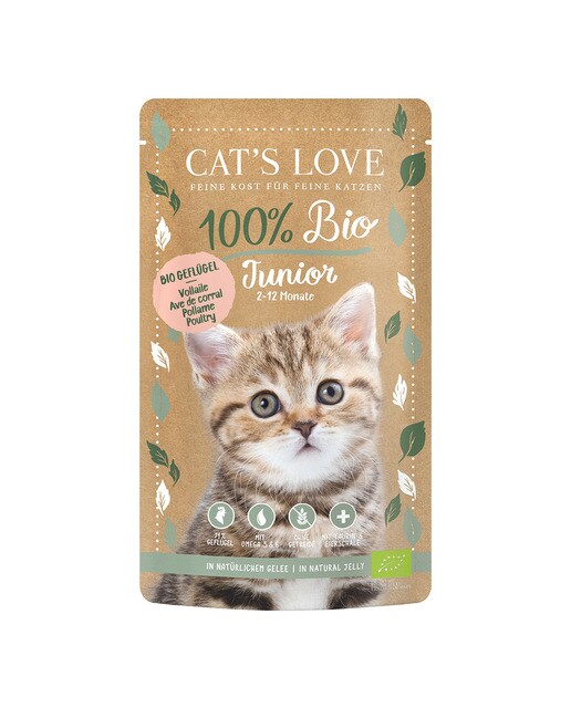 Imagen 0 de Comida húmeda para gatitos Cat's Love 100% Bio aves de corral en gelatina grain free 100 g