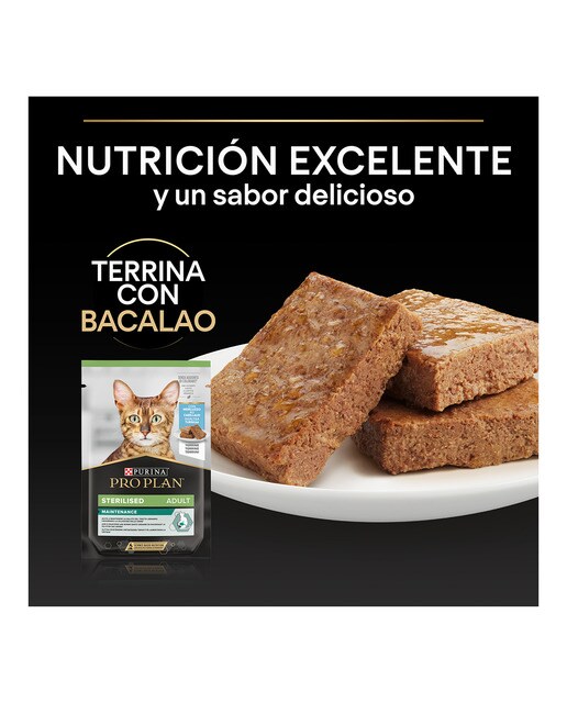 Comida húmeda para gatos adultos esterilizados Purina Pro Plan Maintenance mousse de bacalao 10 x 75 g 4