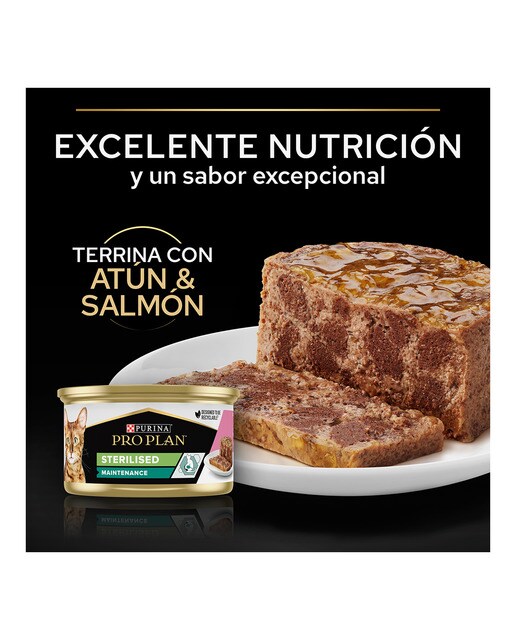 Comida húmeda para gatos adultos esterilizados Purina Pro Plan Maintenance mousse atún y salmón 4