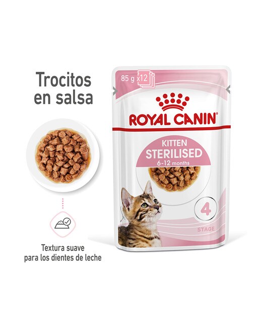 Comida húmeda para gatitos esterilizados Royal Canin en salsa 85 g 2