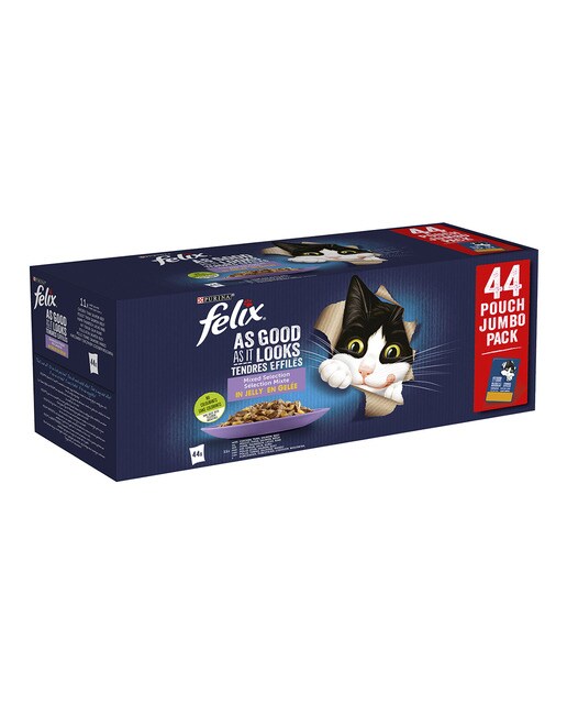 Felix Fantastic - Comida húmeda para gatos adultos Félix Fantastic Selecciones favoritas en gelatina 340 g.