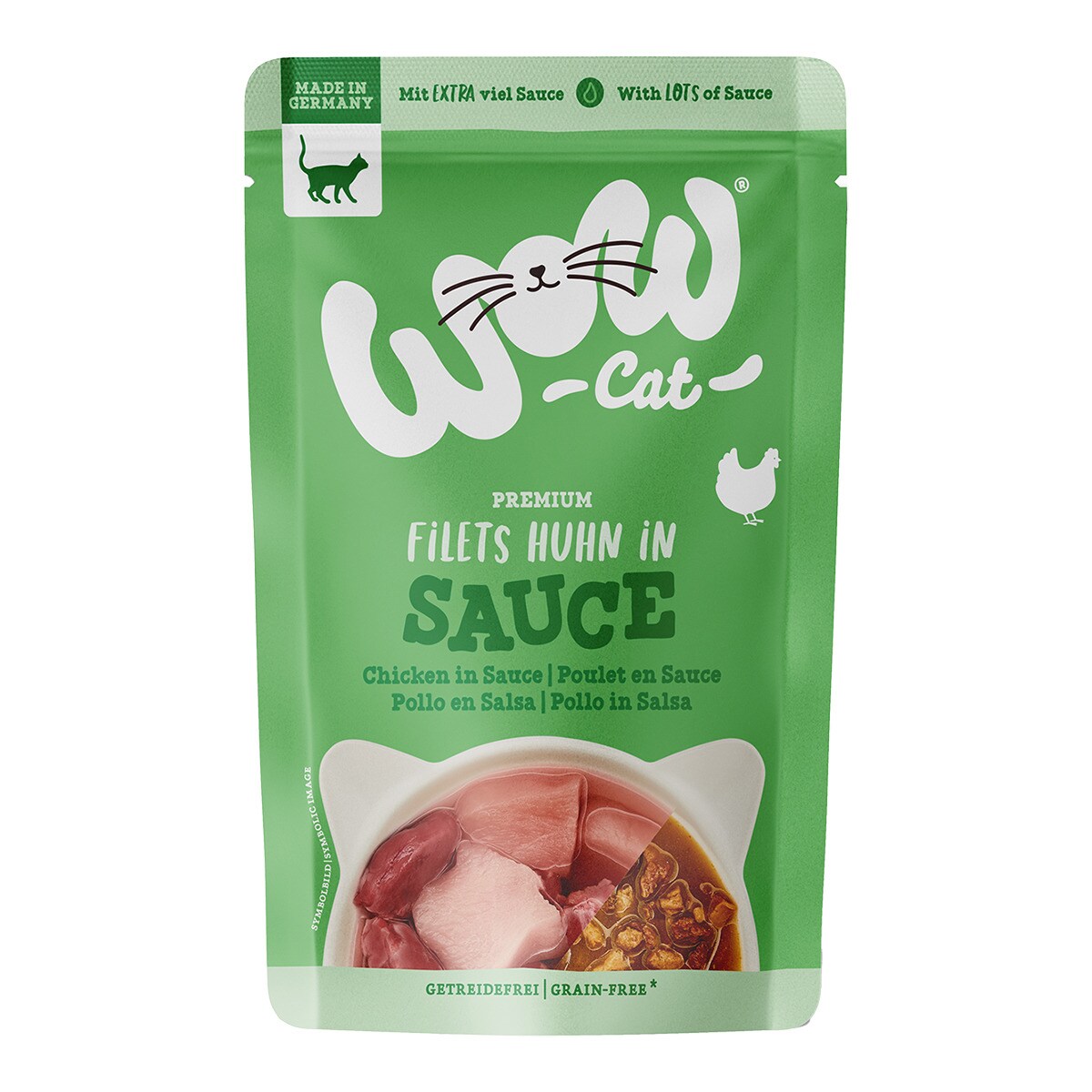 Wow – Comida húmeda para gatos adultos Wow pollo en salsa 85 g.