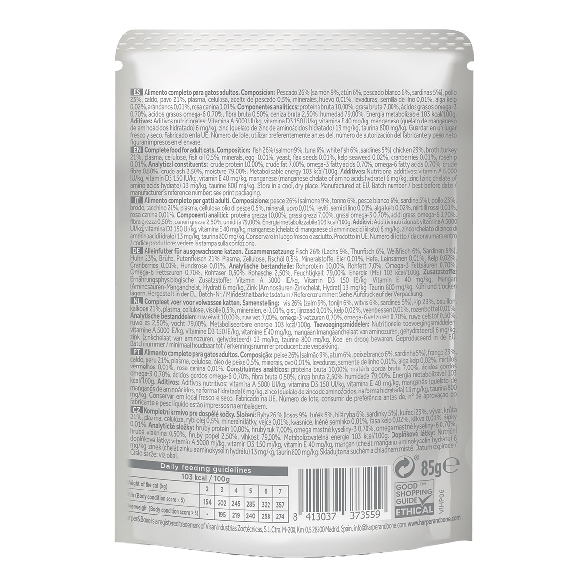 Comida húmeda para gatos adultos Harper & Bone grain free sabores del mar 85 g 2