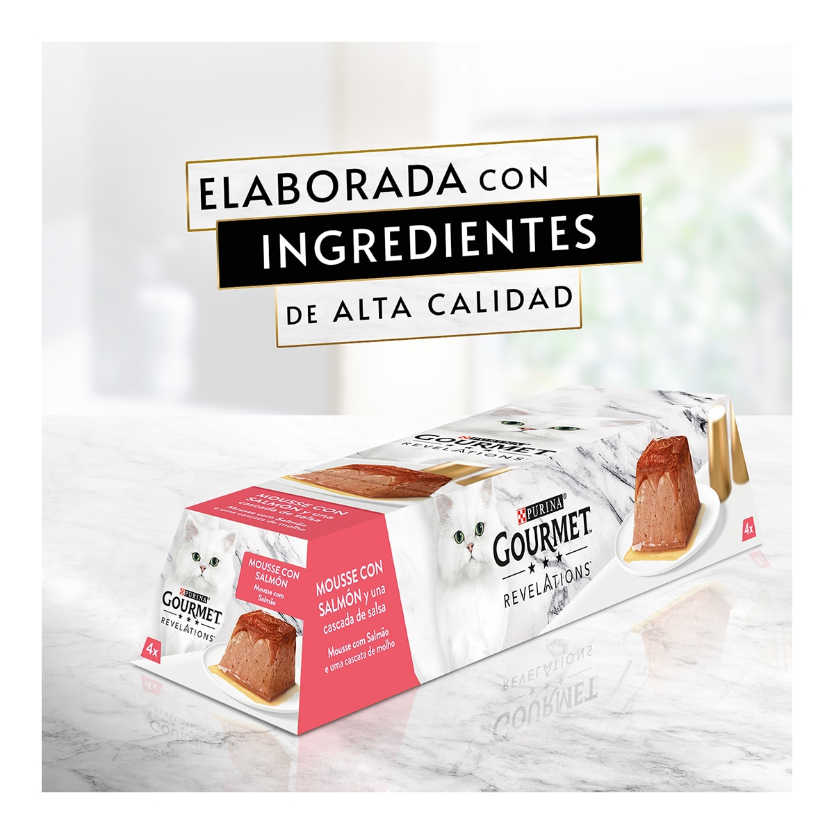 Comida húmeda para gatos adultos Purina Gourmet Revelations Mousse salmón y atun 48 x 57 g 3
