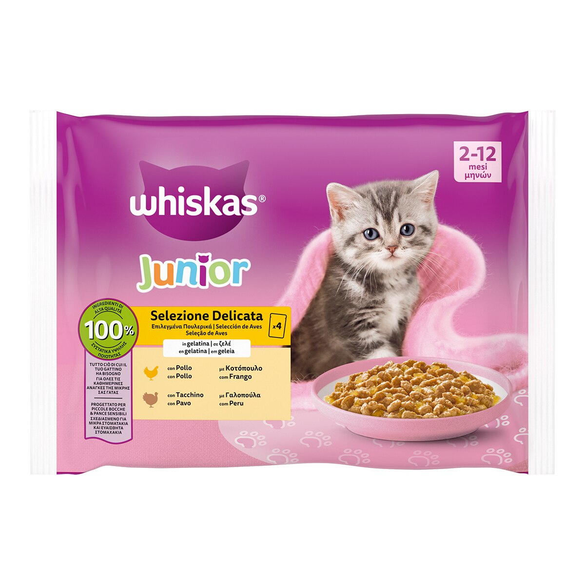 Comida húmeda para gatos Whiskas Junior Selección aves 4 x 85 g 1